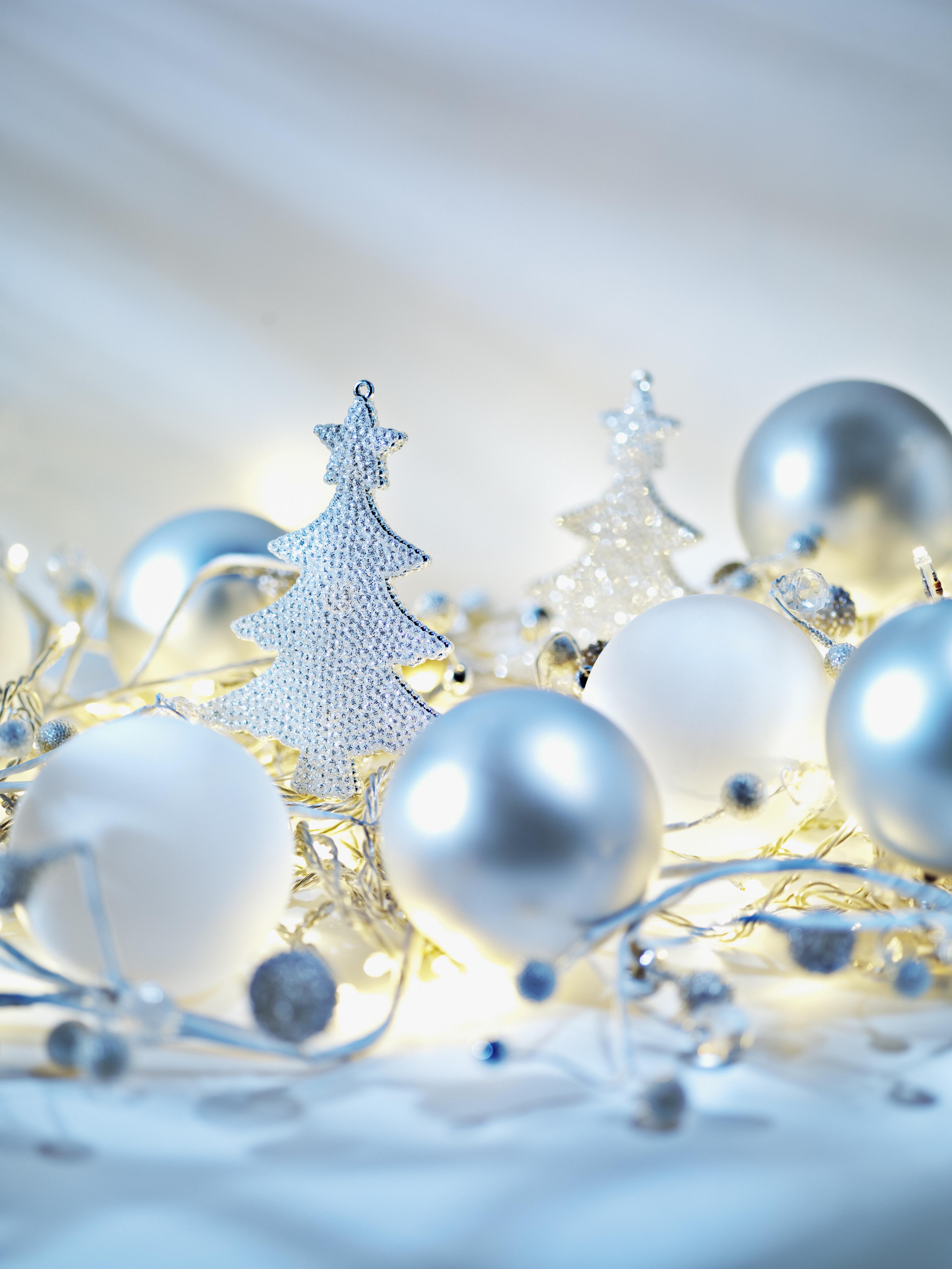 Christmas ornaments and string light