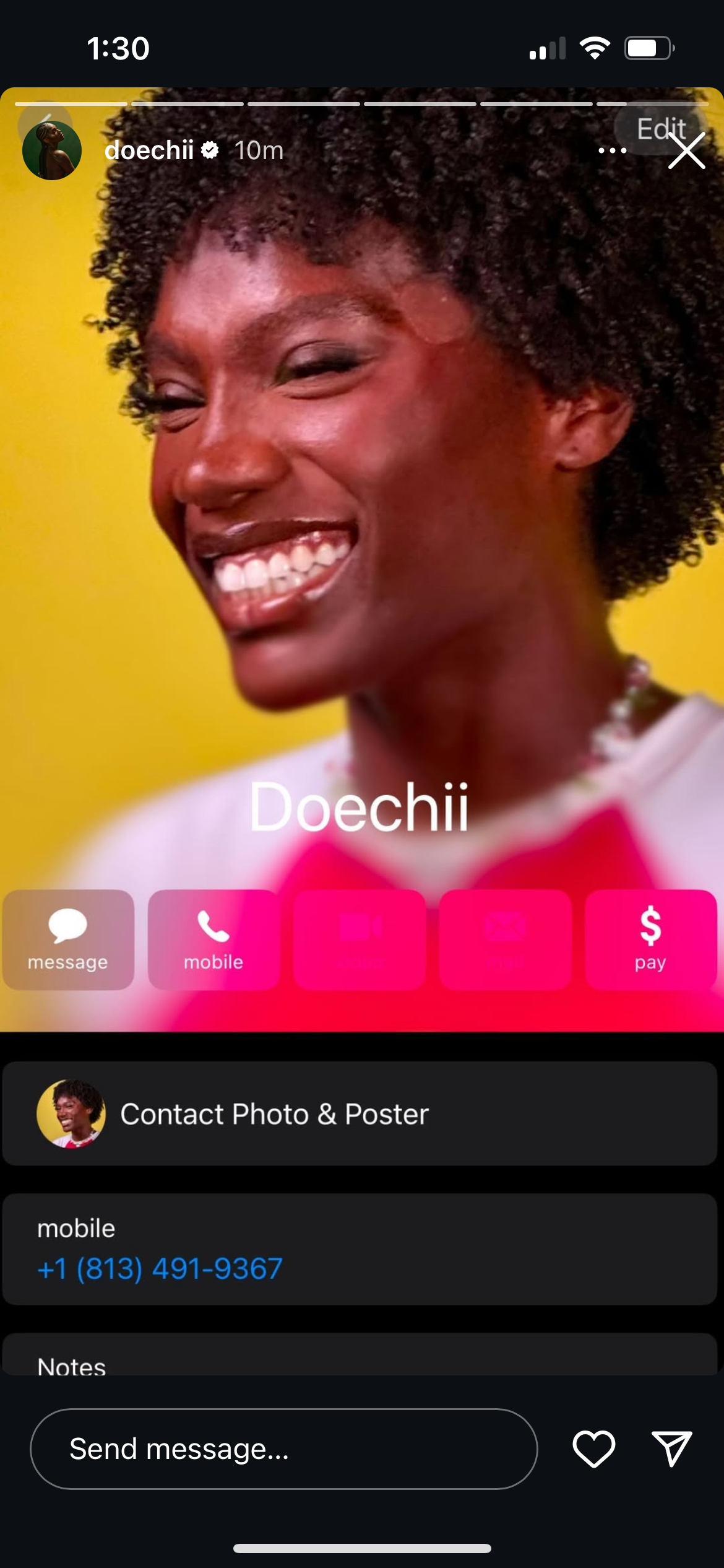 Doechii posts her cell phone number on her Instagram story